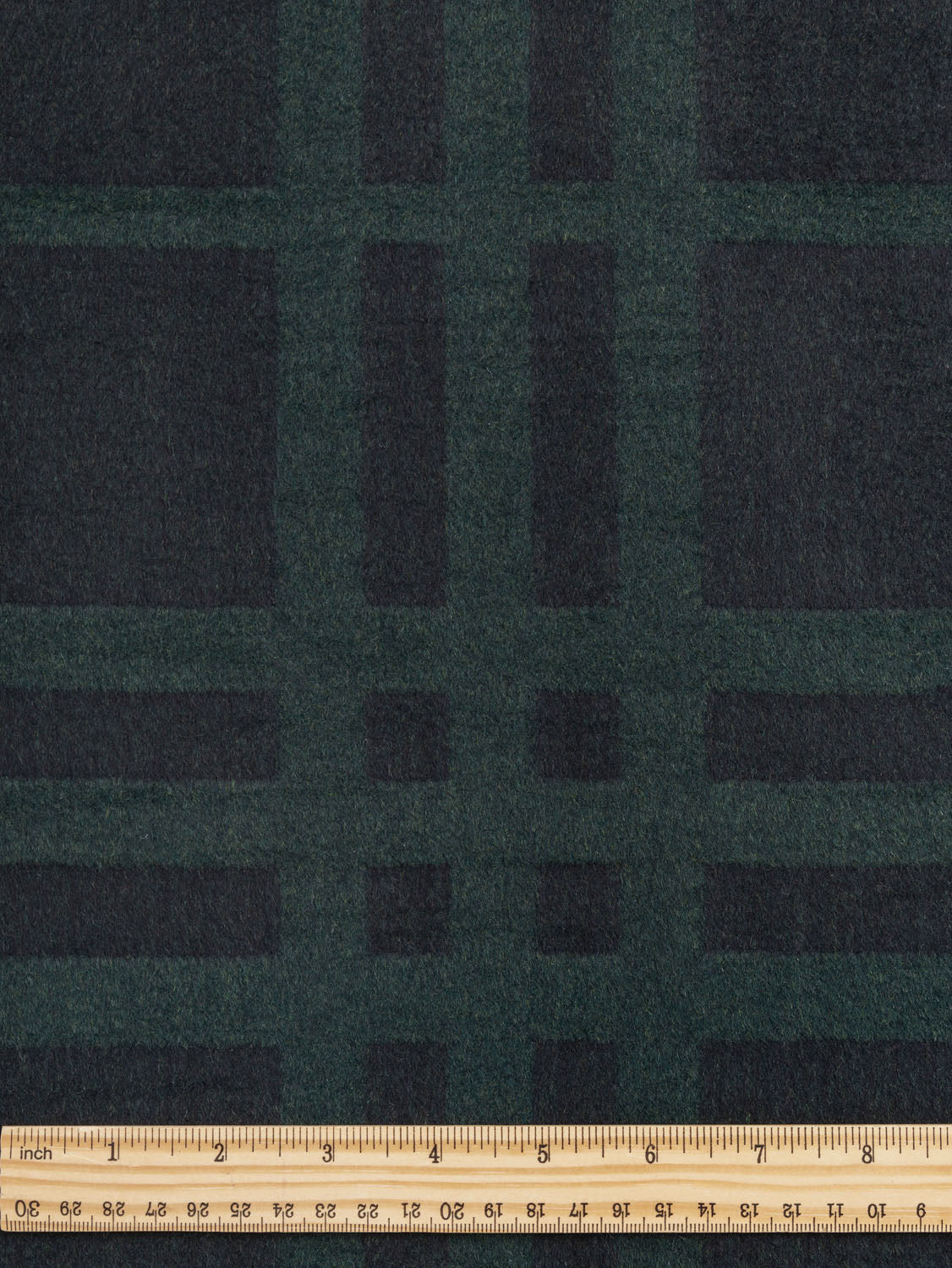 Plaid Melton Coating Deadstock - Forest Green + Black | Core Fabrics