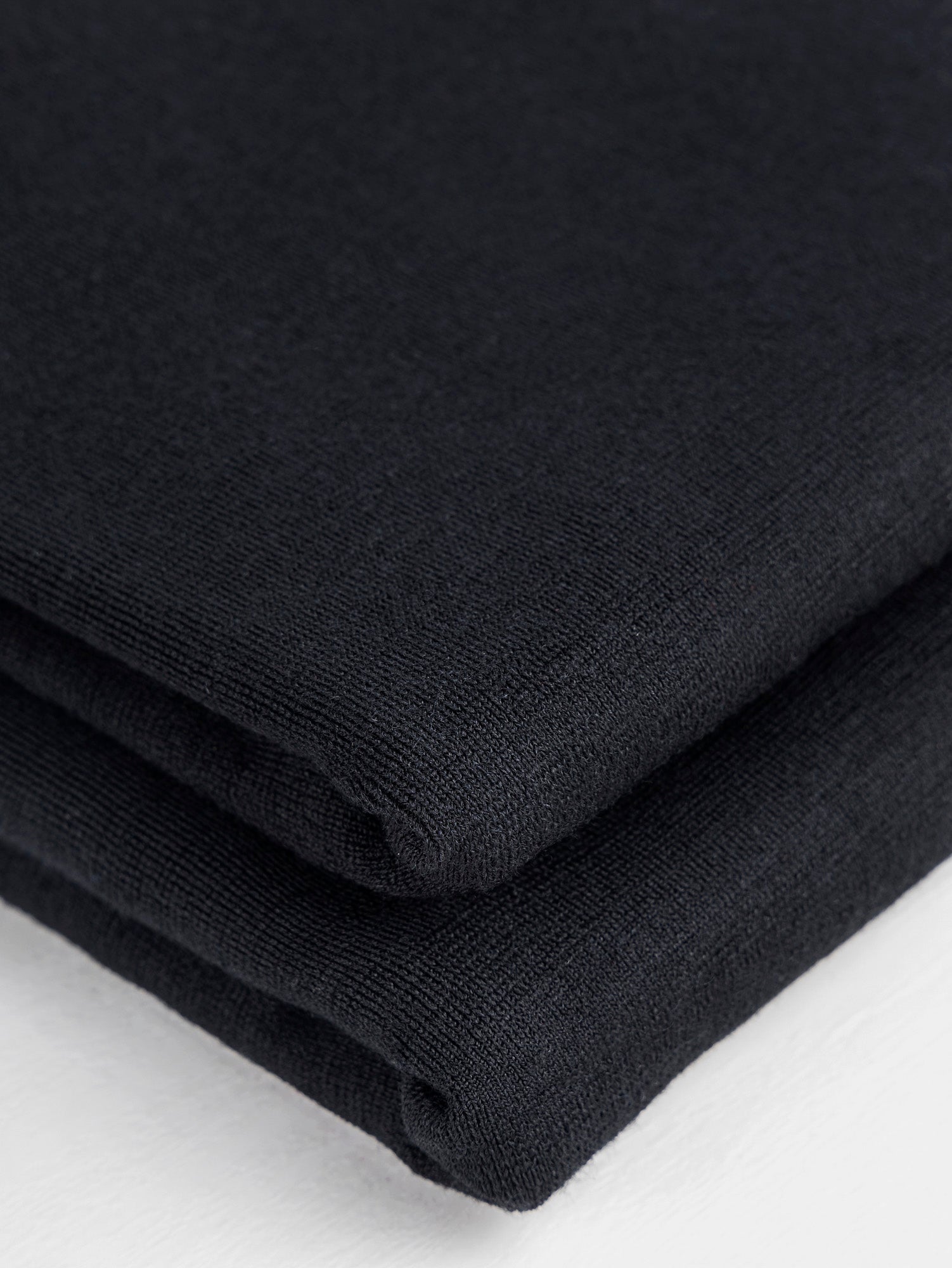 Midweight 100% Merino Wool Interlock Knit Deadstock -  Black | Core Fabrics