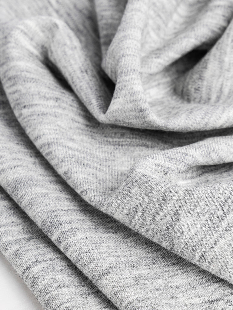 Tricot Jersey en laine mérinos de poids moyen fin de rouleau - Gris chiné