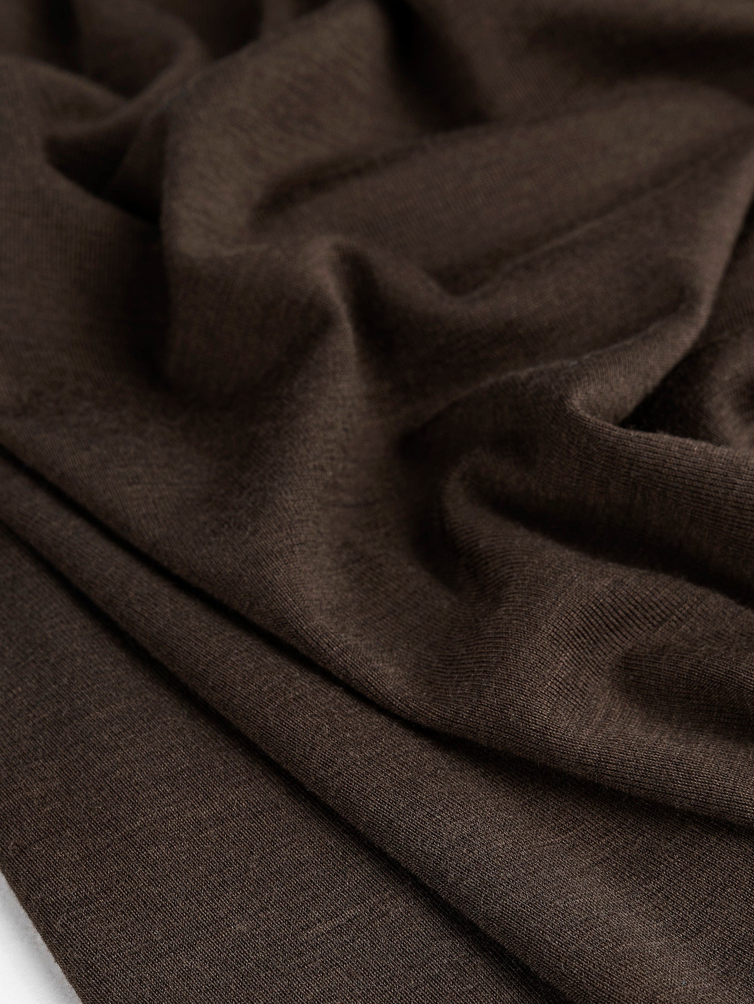 Lightweight 100% Merino Wool Jersey Knit Deadstock - Espresso | Core Fabrics
