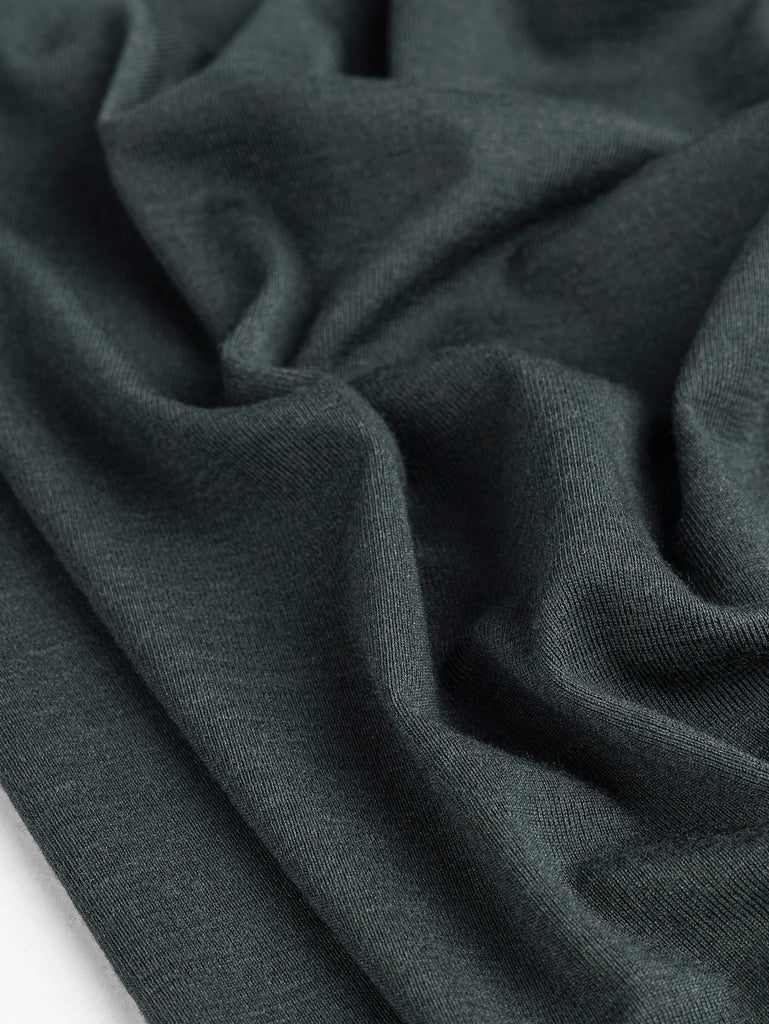 Lightweight 100% Merino Wool Jersey Knit Deadstock - Dark Green