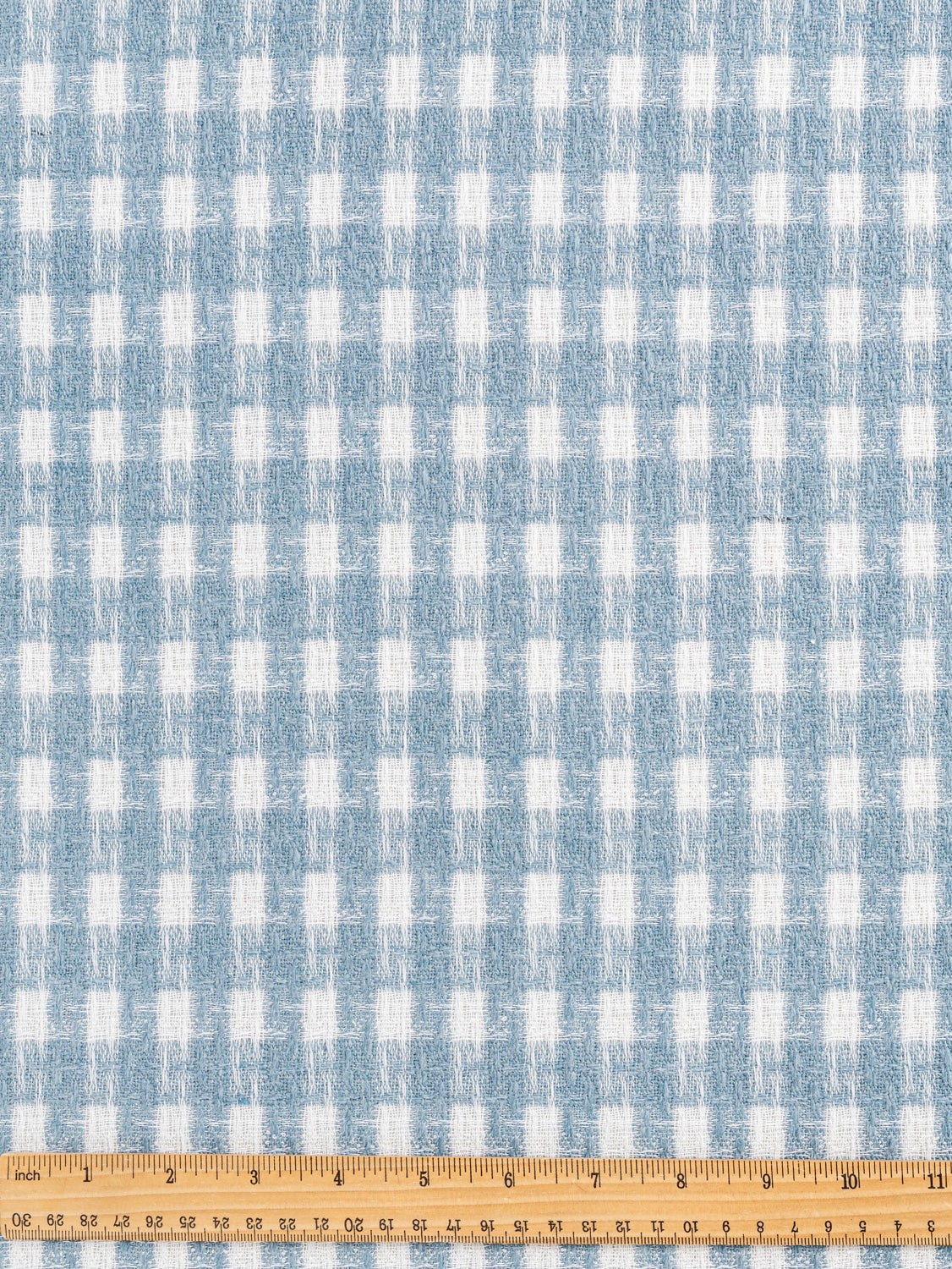 Plaid Wool Coating Deadstock - Light Blue + White - Swatch