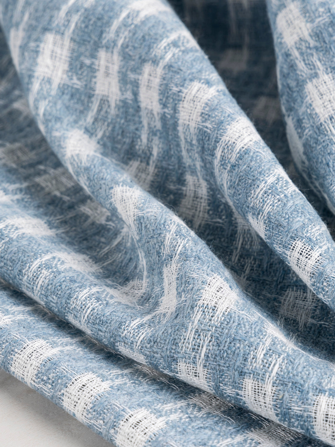 Plaid Wool Coating Deadstock - Light Blue + White | Core Fabrics