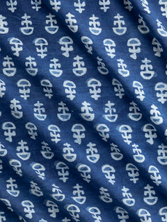 Figure Block Print Cotton Poplin - Indigo + Chambray