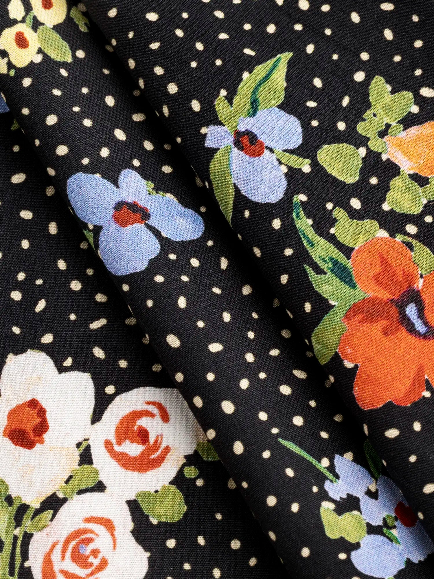 F-COT443-Floral-Polka-Dot-Print-BCI-Cotton-Poplin-Black-Cream-and-Multicolour-Core-Fabrics-fold.webp