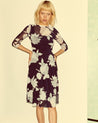 Floral Stretch Mesh Deadstock - Navy + White - Model | Core Fabrics