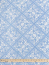 Floral Tile Quilted Jacquard with Batting - Cornflower + Cream | Core Fabrics
