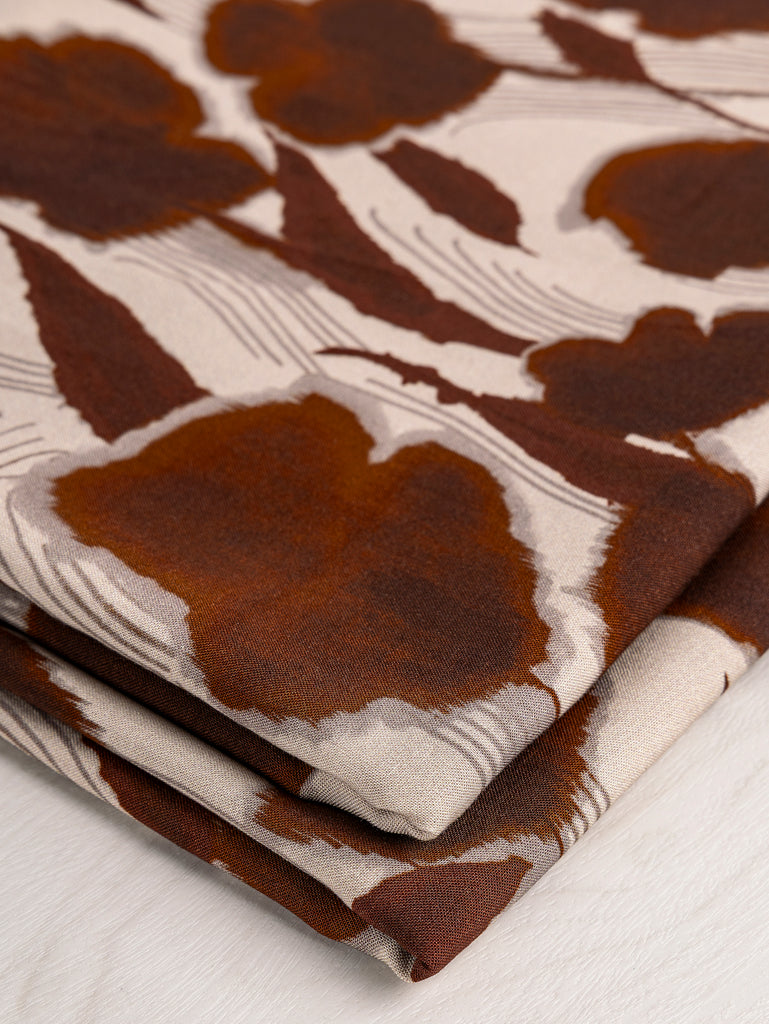 Flower Print Viscose Deadstock - Cream + Sienna