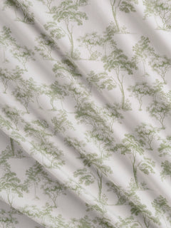 Forest Toile de Jouy Print Cotton Poplin - White + Olive
