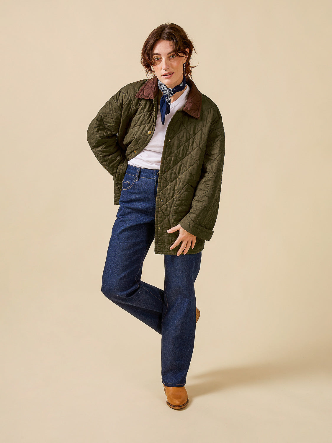 F-COT137-027-Lightweight-Silky-Cotton-Poplin-Dark-Olive-Core-Fabrics-model