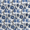 Popeline de coton imprimée Jardin fleuri - Bleu ciel + Indigo + Noir
