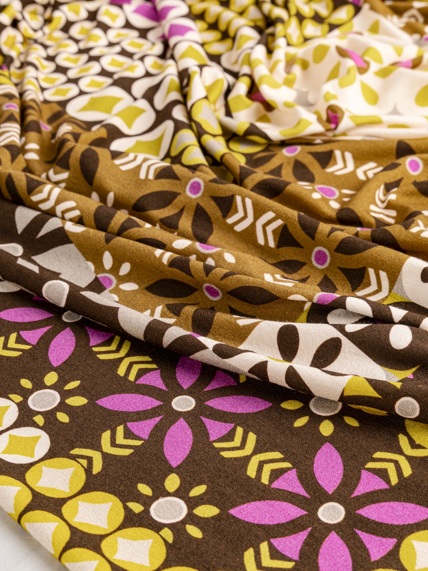 F-VIS265-Geo-Patchwork-Print-Viscose-Knit-Chocolate-Olive-Magenta-Cream-Core-Fabrics-scrunched-2.JPG