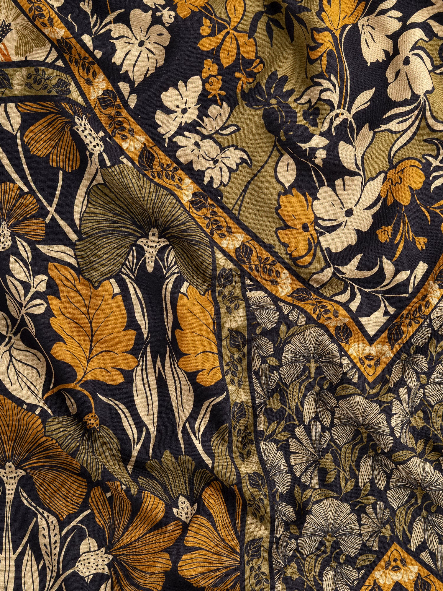 F-VIS280-Ginkgo-Tapestry-Print-Ecovero-Viscose-Olive-Black-Turmeric-Core-Fabrics-scrunched.JPG