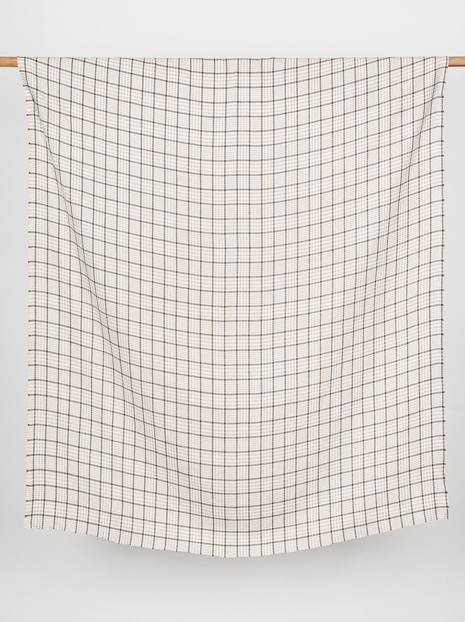 Glen Check Irish Linen Heavy Suiting Deadstock - Beige + Brown + White | Core Fabrics