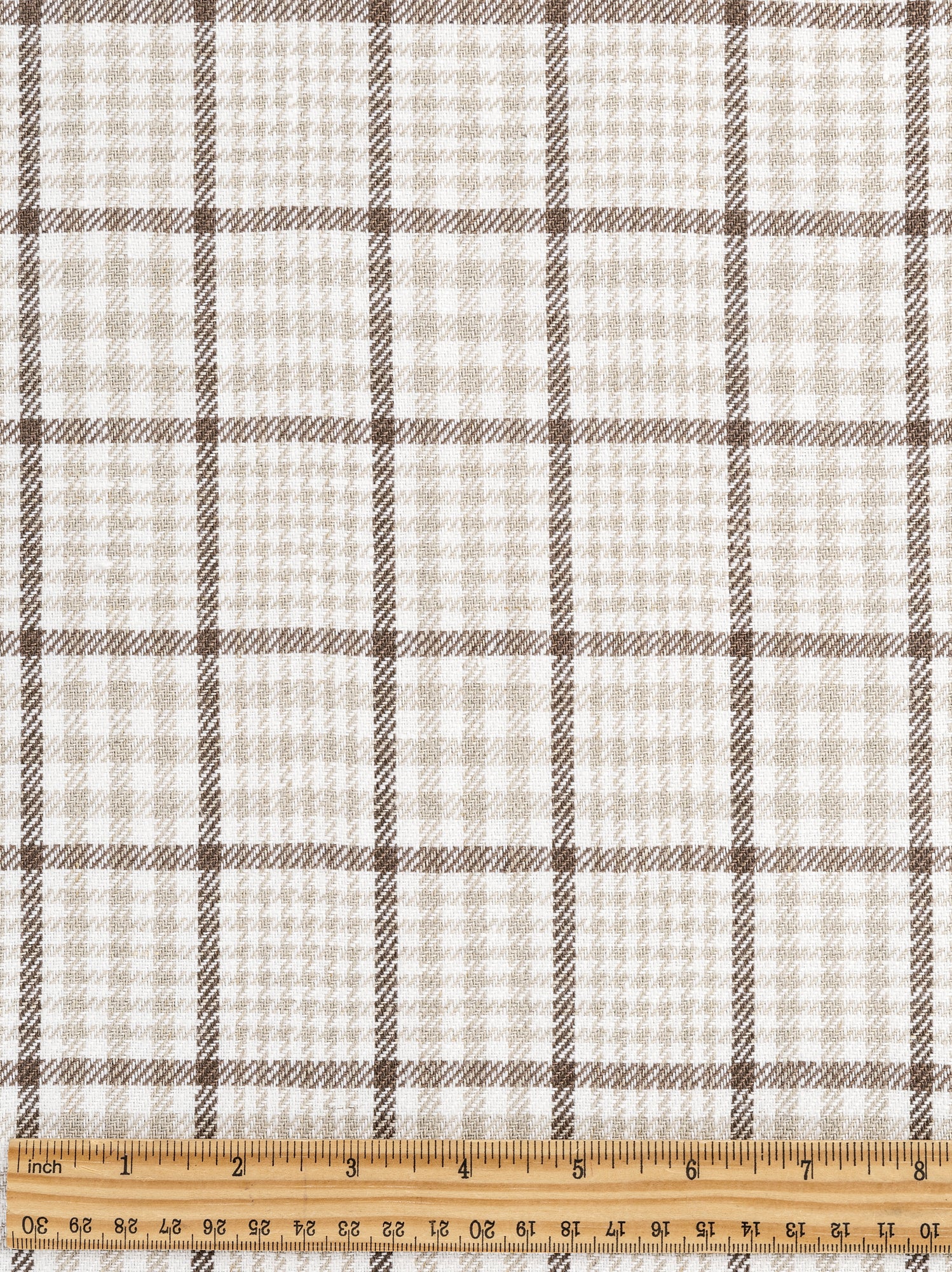 Glen Check Irish Linen Heavy Suiting Deadstock - Beige + Brown + White | Core Fabrics
