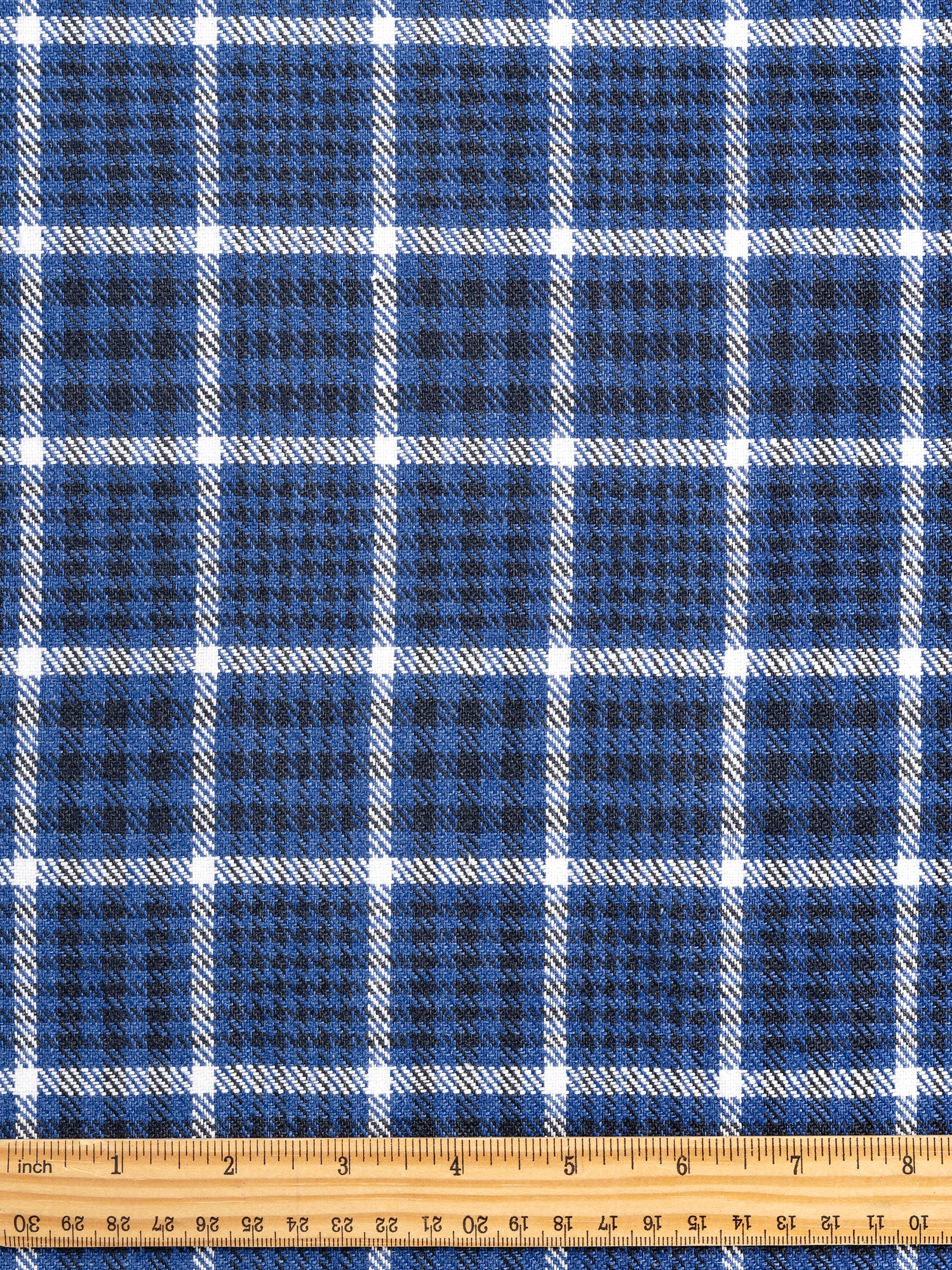 Glen Check Irish Linen Heavy Suiting Deadstock - Blue + Black + White | Core Fabrics