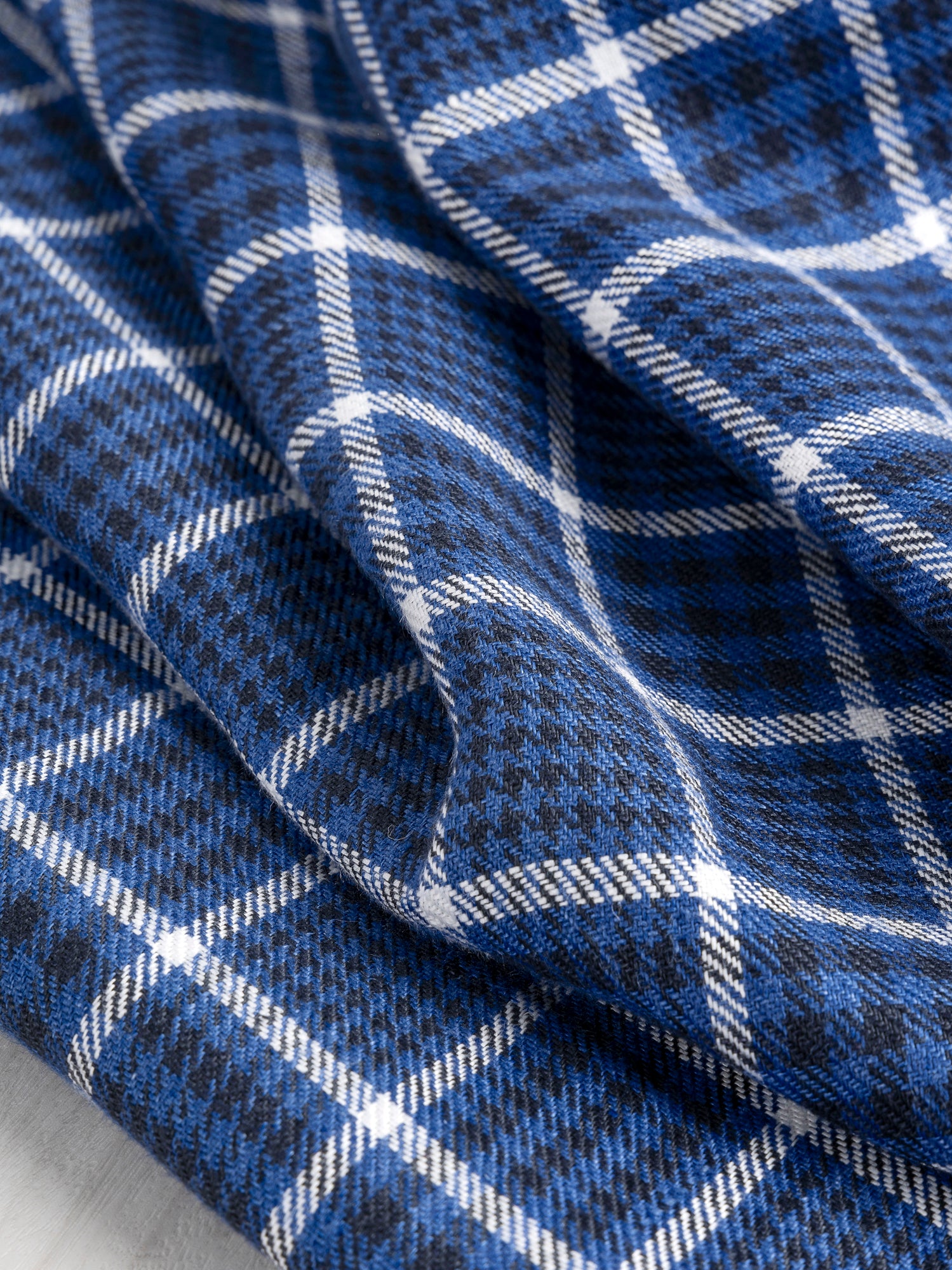 Glen Check Irish Linen Heavy Suiting Deadstock - Blue + Black + White | Core Fabrics