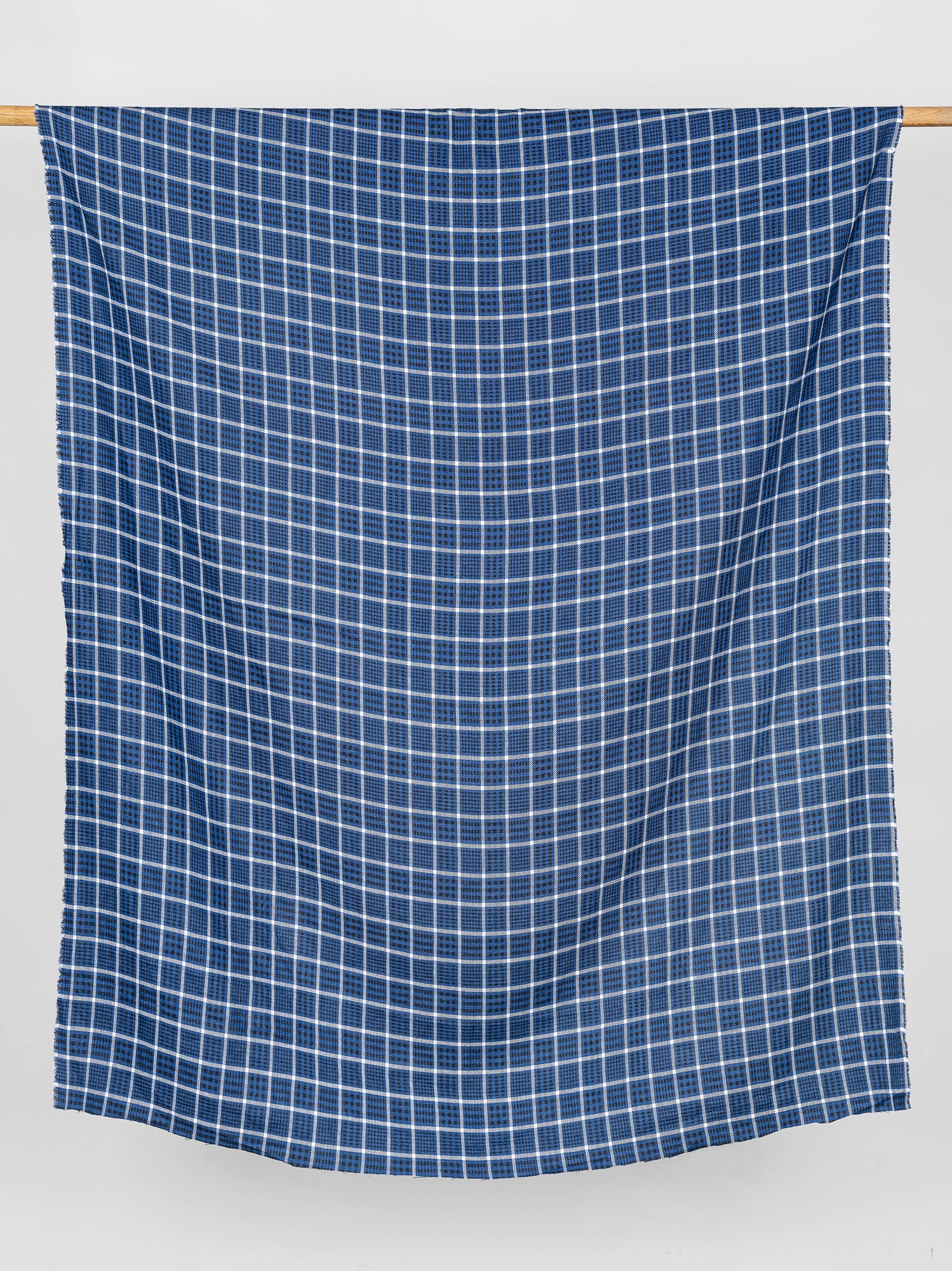 Glen Check Irish Linen Heavy Suiting Deadstock - Blue + Black + White | Core Fabrics