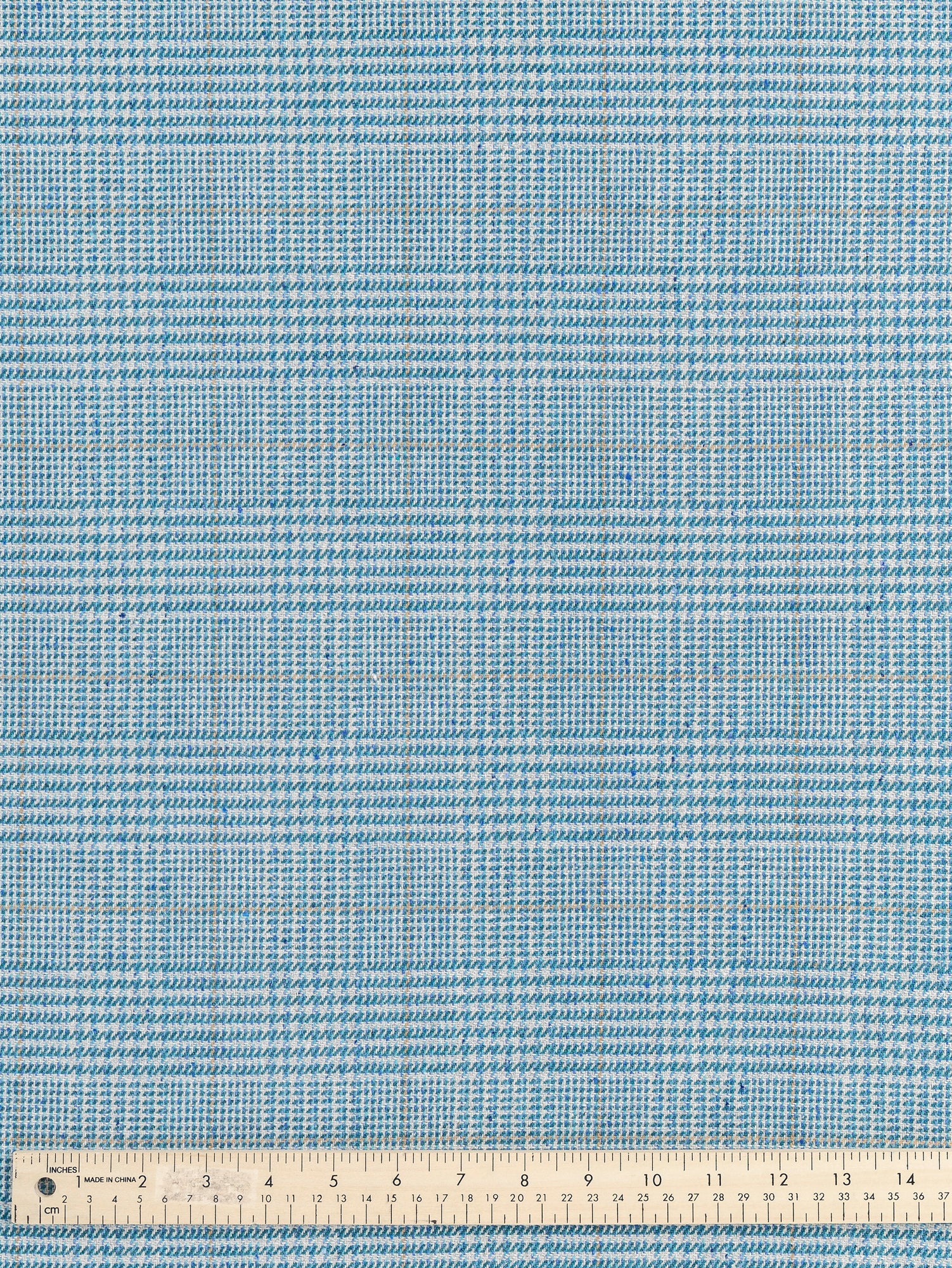 Glen Check Wool Viscose Blend Suiting Deadstock - Teal + Indigo + Cream + Orange | Core Fabrics
