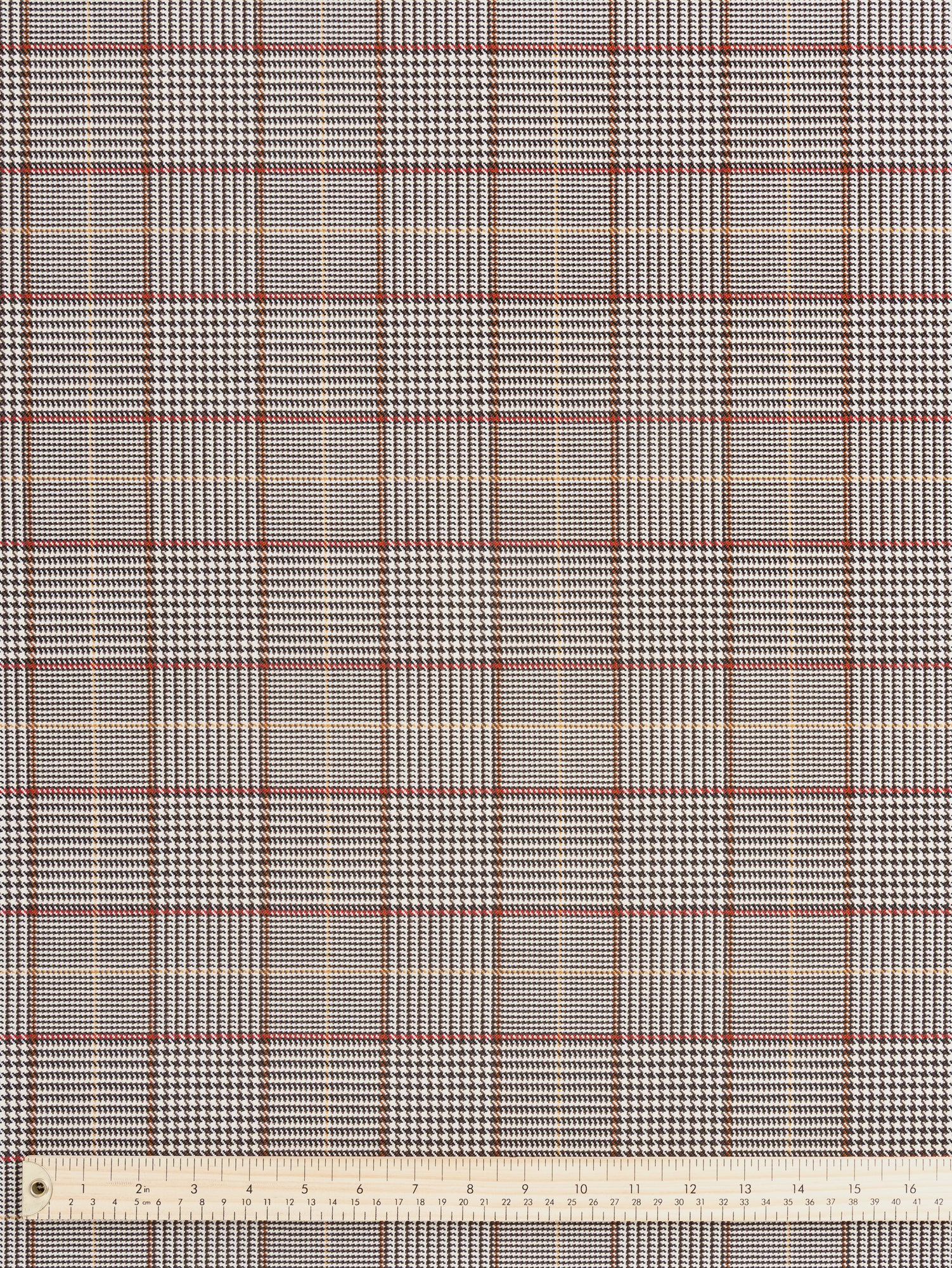 F-WOL126-Glen-Paid-Wool-Suiting-Deadstock-Cream-Brown-Red-Core-Fabrics-ruler.JPG