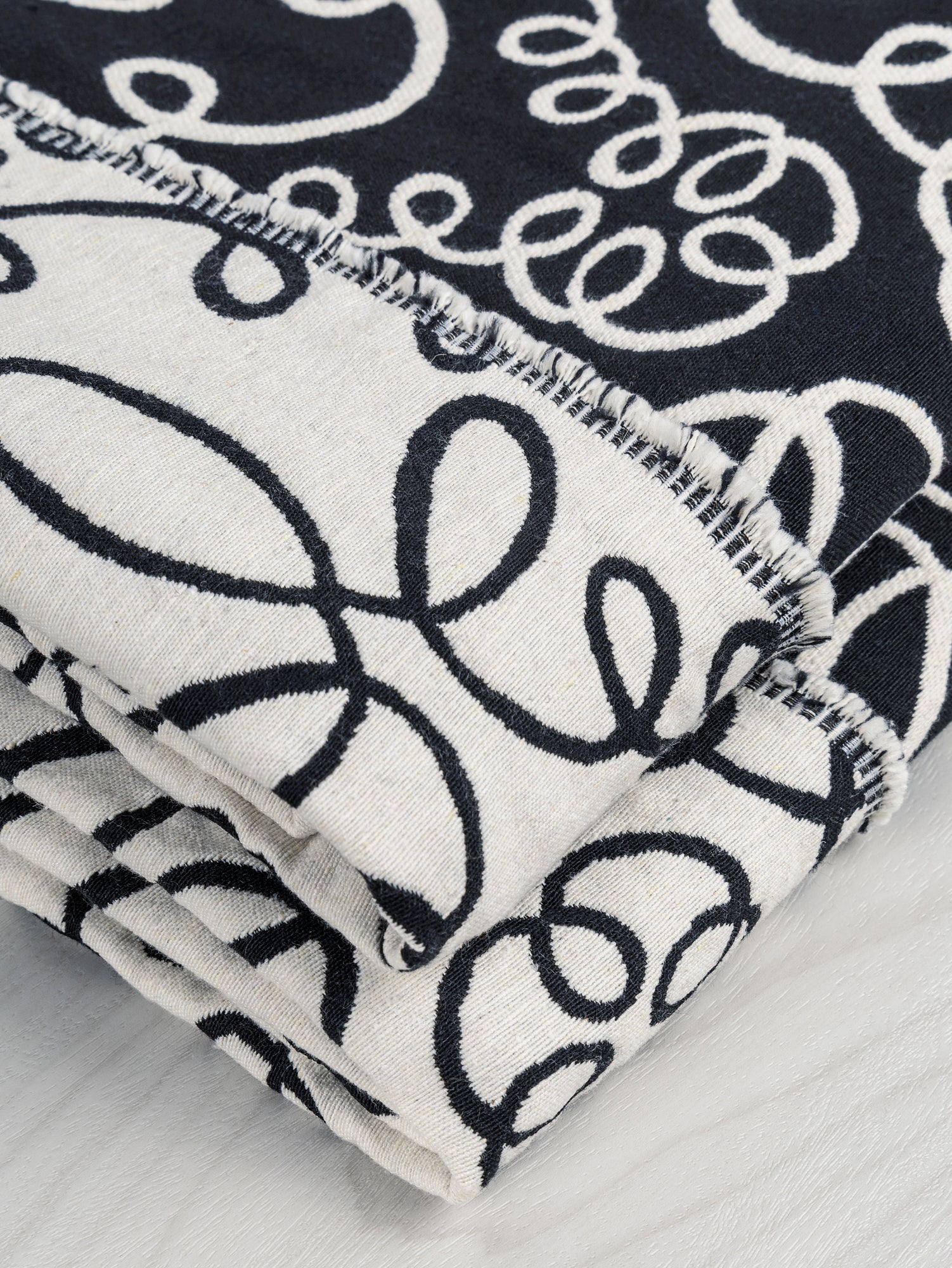 Graphic Swirl Cotton Jacquard  - Black + Cream | Core Fabrics
