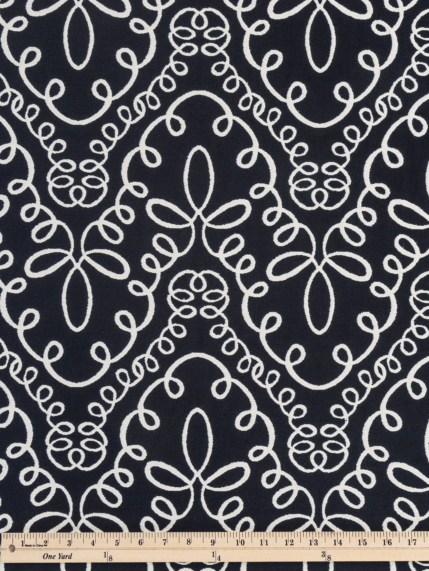 Graphic Swirl Cotton Jacquard  - Black + Cream | Core Fabrics