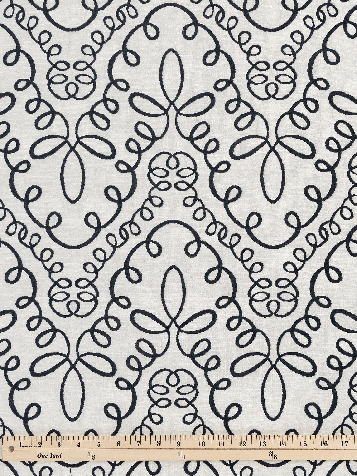 Graphic Swirl Cotton Jacquard  - Black + Cream | Core Fabrics