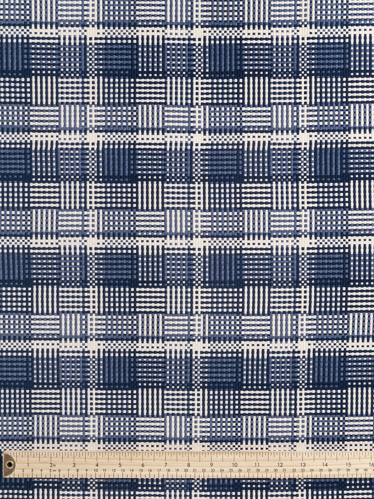 F-JAC027-Grid-Plaid-Cotton-Jacquard-Indigo-Cream-Core-Fabrics-ruler.JPG
