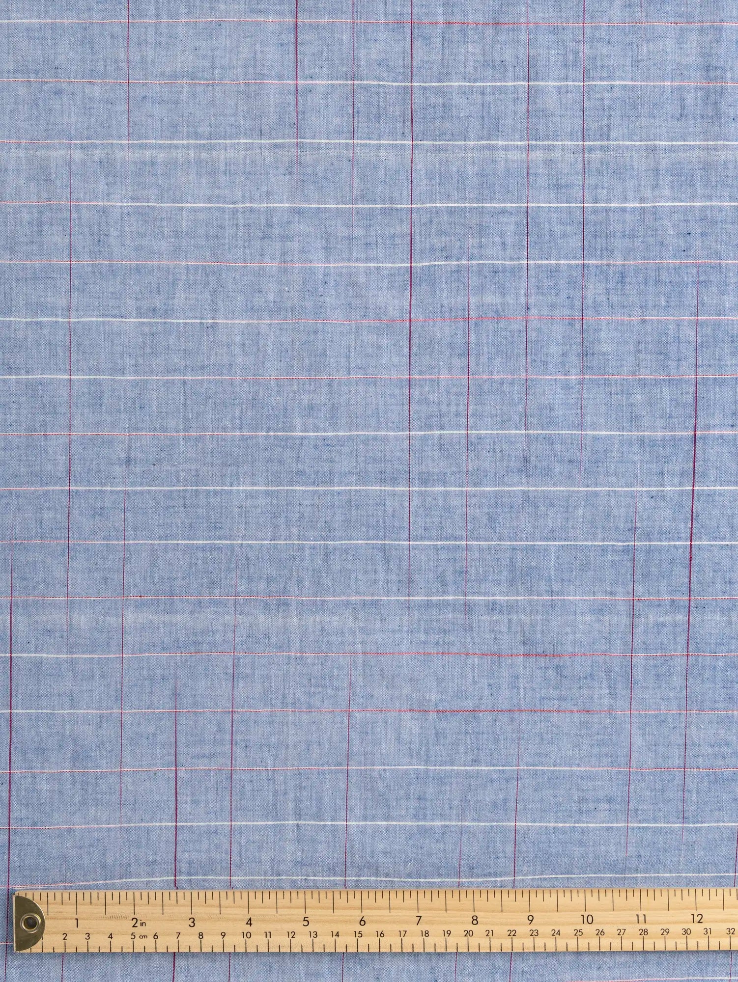F-COT472-Harbour-Artisanal-Check-Cotton-Voile-Chambray-White-Red-Core-Fabrics-.webp