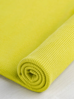 Coton biologique lourd 2x1 en tricot côtelé - Chartreuse