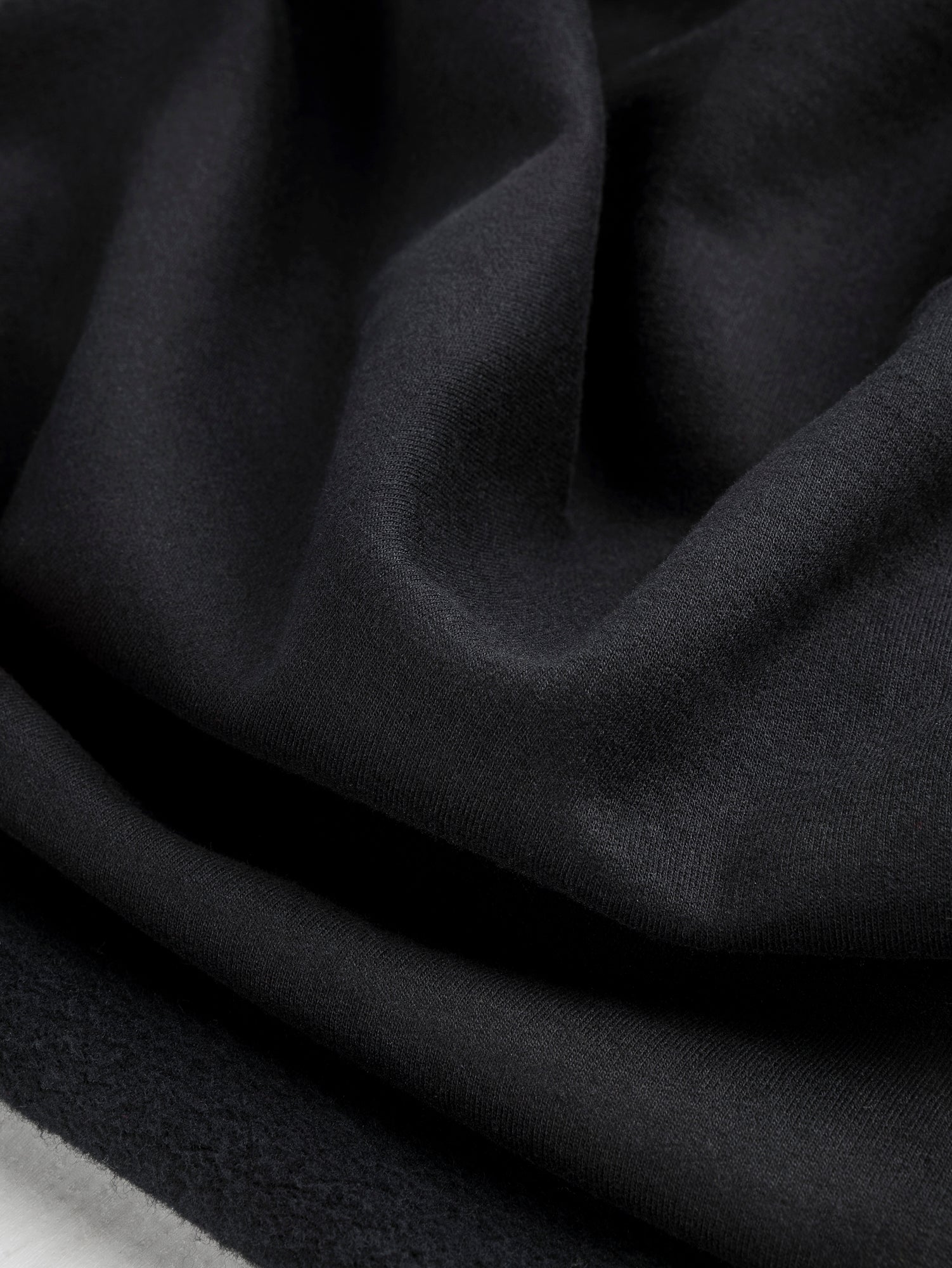 F-COT419-001 - Heavy Organic Cotton Fleece Deadstock - Black-Core-Fabrics-scrunched.JPG