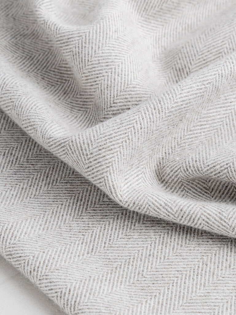 Herringbone Organic Cotton Flannel - Grey + White