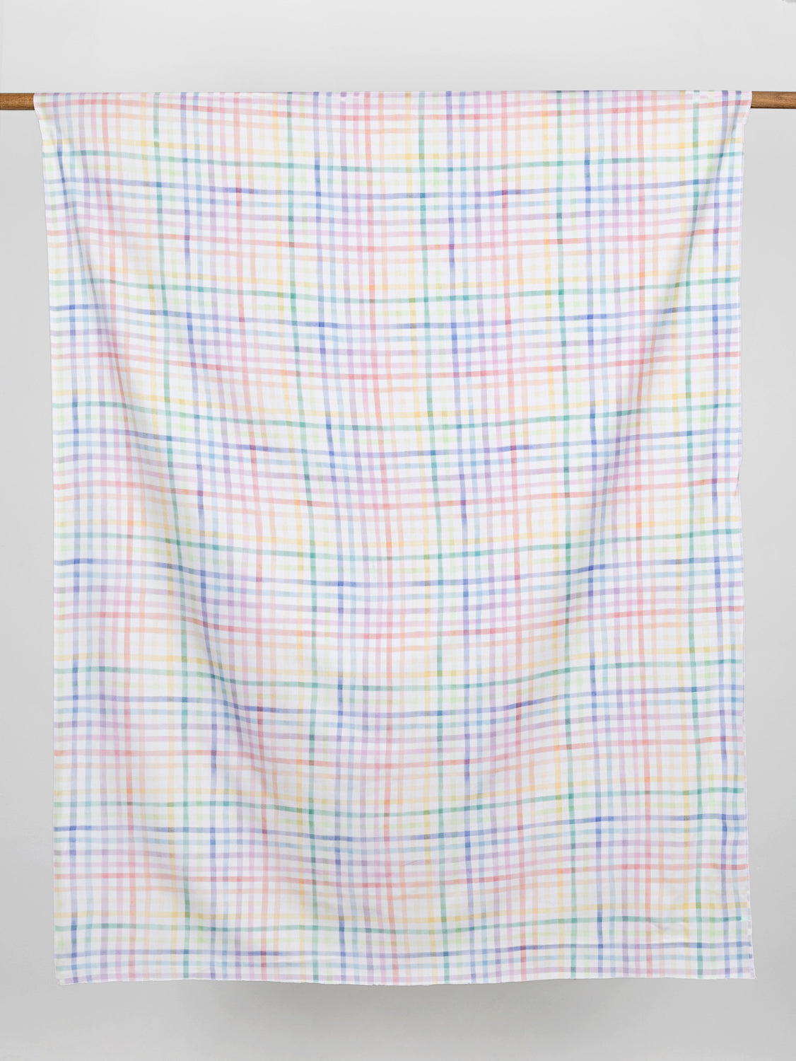 Hopscotch Check Print Organic Cotton Canvas - White + Pastel | Core Fabrics