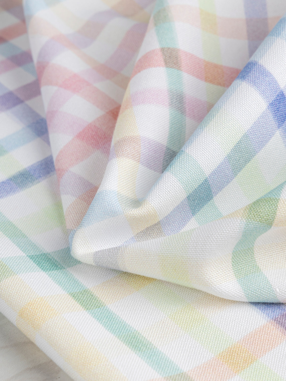 Hopscotch Check Print Organic Cotton Canvas - White + Pastel | Core Fabrics
