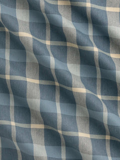Horizon Plaid Check Japanese Cotton Twill - Chambray + Cream + Butter Yellow