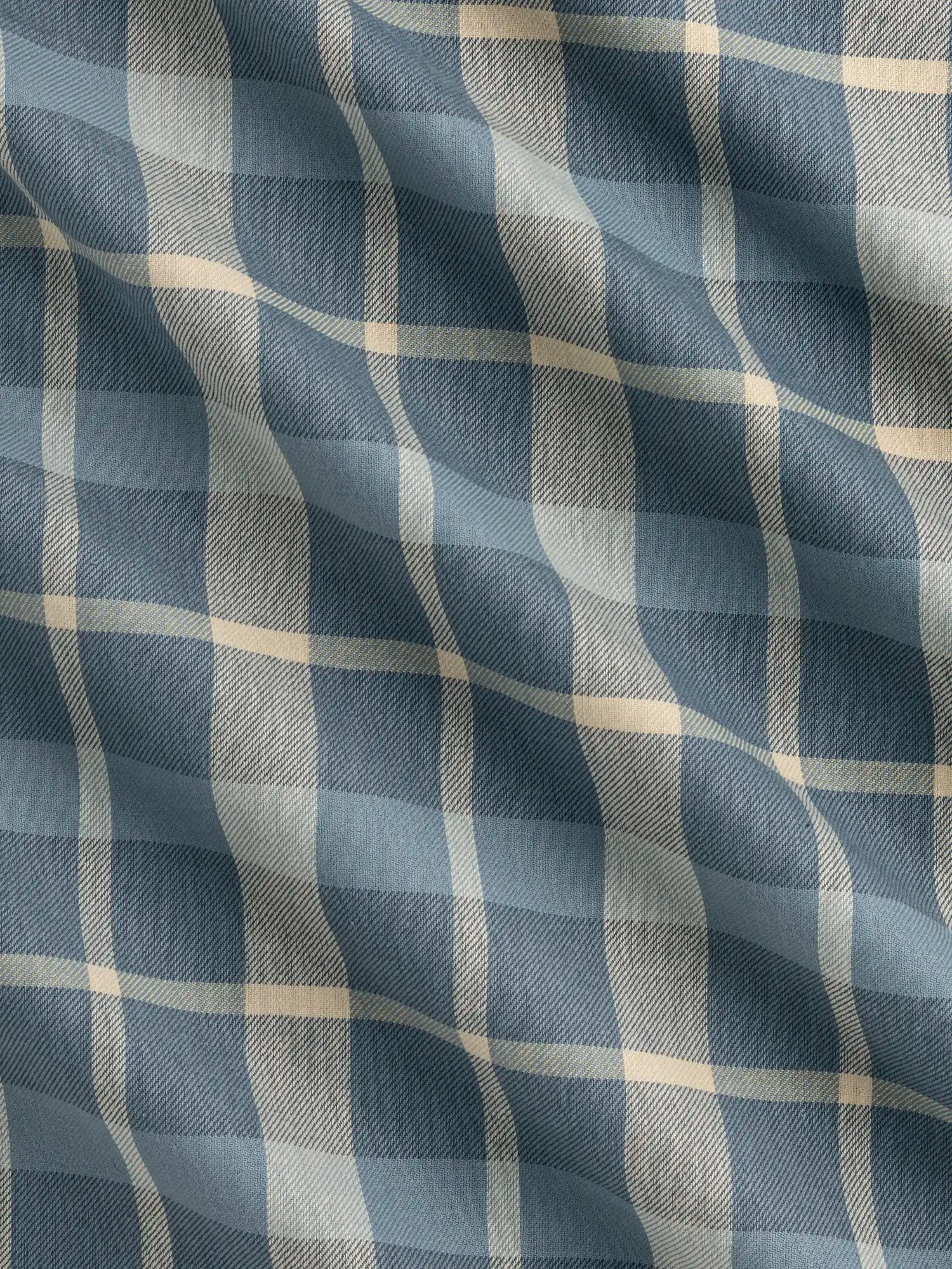 F-COT405-001-Horizon-Plaid-Check-Japanese-Cotton-Twill-Chambray-Cream-and-Butter-Yellow-Core-Fabrics-scrunched.webp
