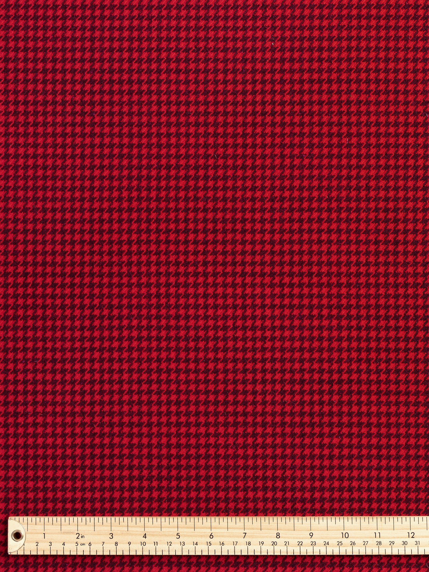F-WOL124-Houndstooth-Italian-Wool-Suiting-Deadstock-Red-and-Plum-Core-Fabrics-ruler.JPG
