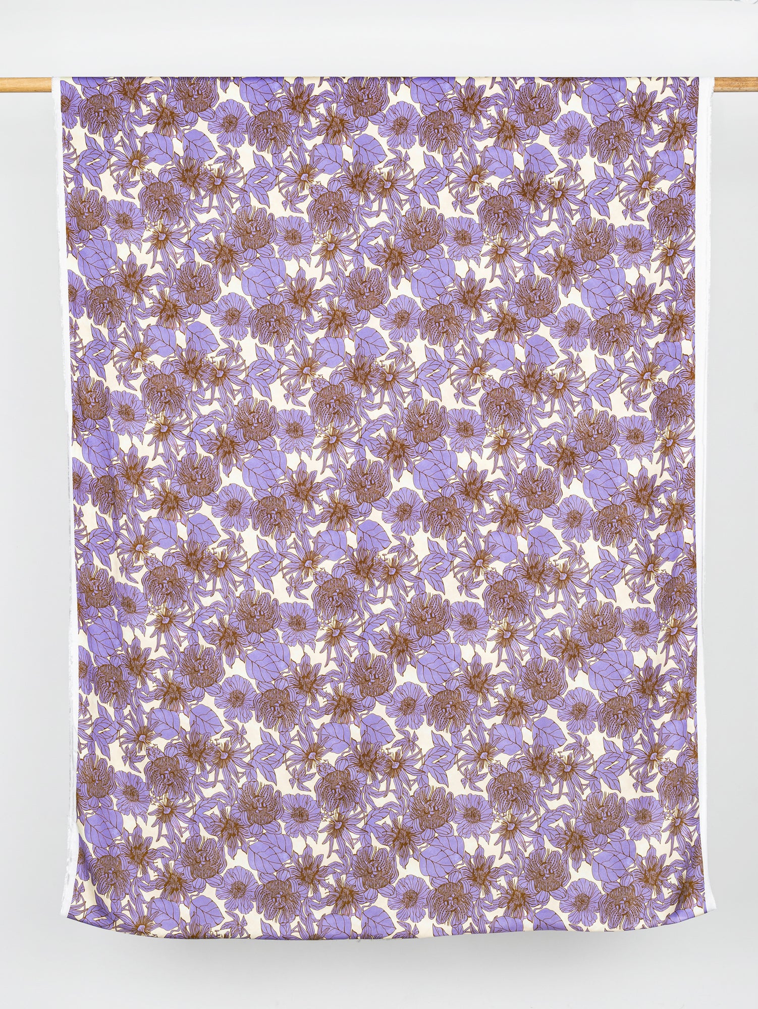 Illustrated Floral Print EcoVero Challis - Cream + Mauve + Ochre | Core Fabrics