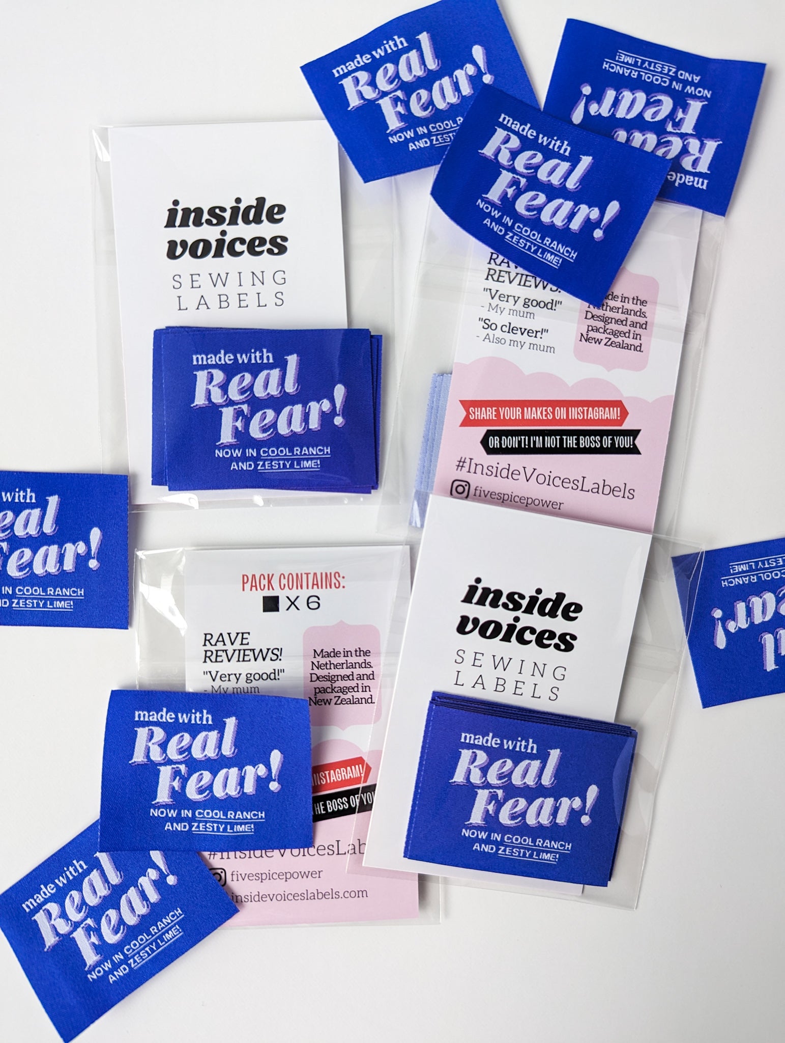 Inside Voices Sewing Labels Singles: Real Fear | Core Fabrics