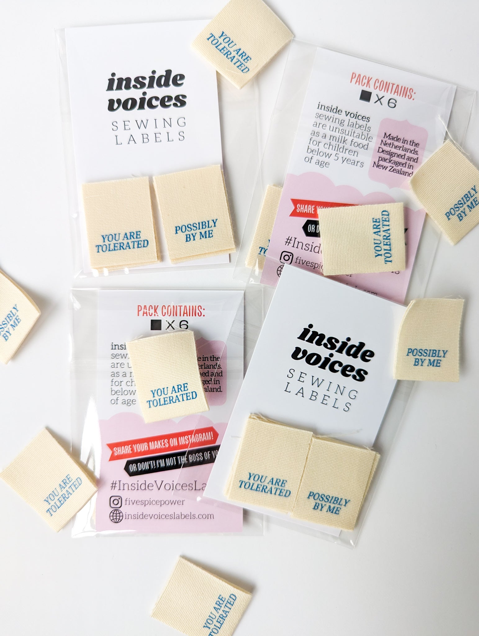 Inside Voices Sewing Labels Singles: You are Tolerated | Core Fabrics