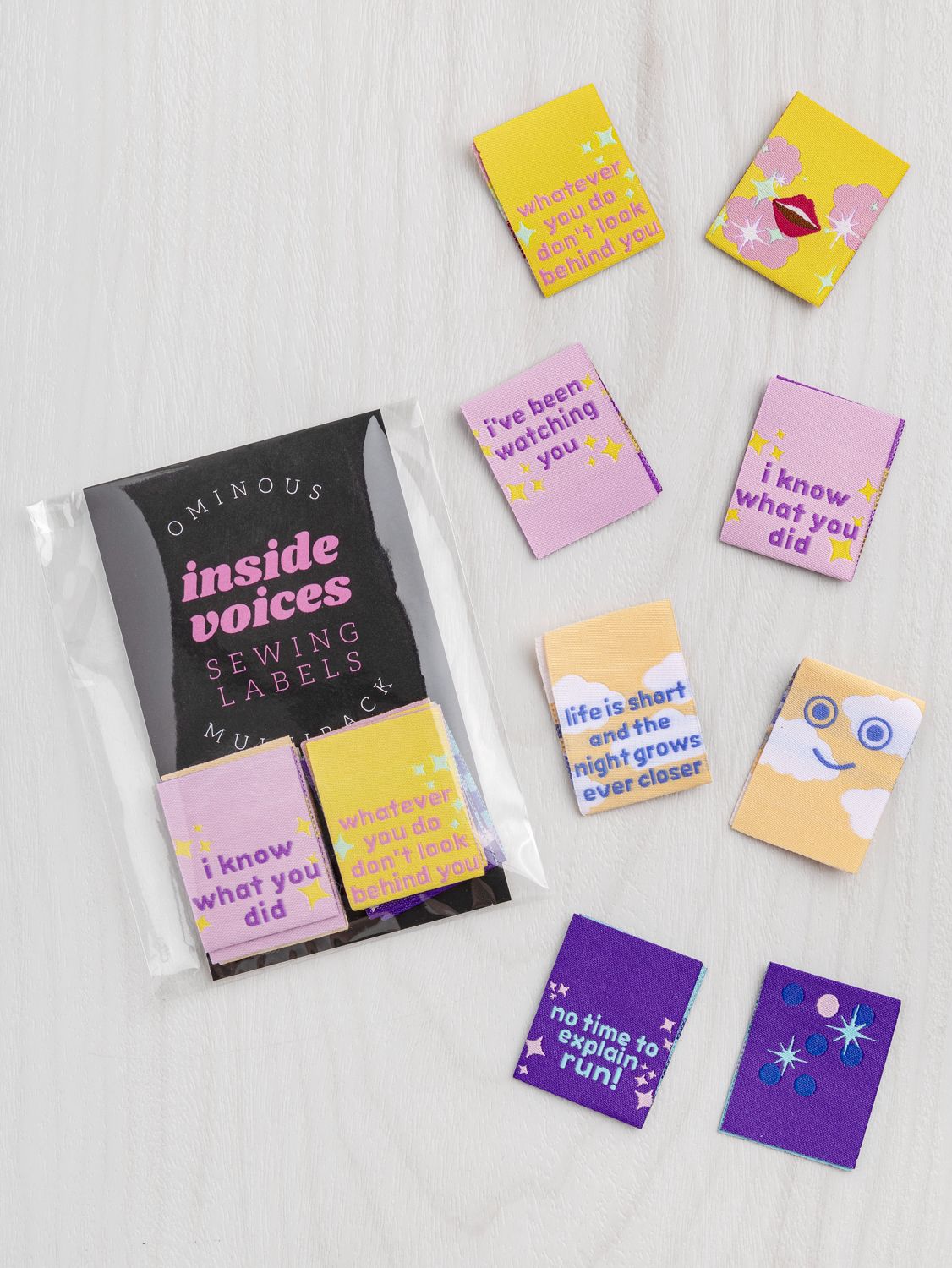 Inside Voices Sewing Labels Multipack: Ominous | Core Fabrics