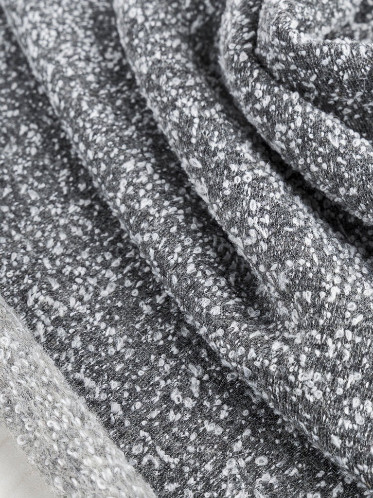 Italian Wool Blend Boucle Knit Deadstock Grey Core Fabrics