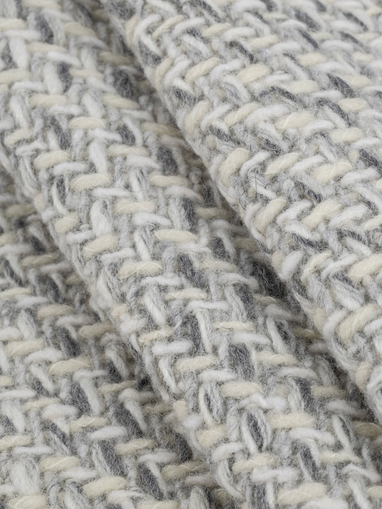 Italian Wool Bouclé Tweed Deadstock - Cream + White + Grey
