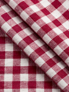 Jam Handwoven Gingham Cotton - Rhubarb + Ivory