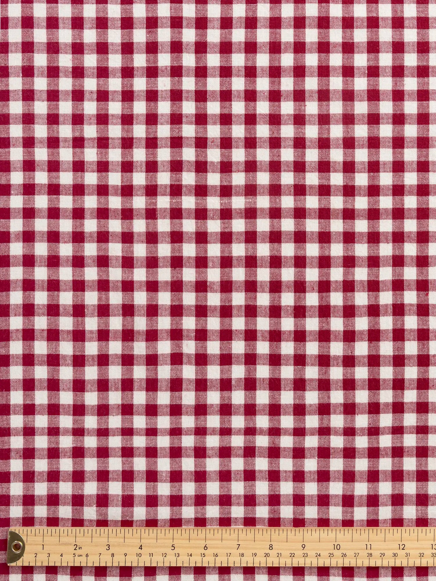 F-COT352-011-Jam-Handwoven-Gingham-Cotton-Rhubarb-and-Ivory-Core-Fabrics-ruler.webp