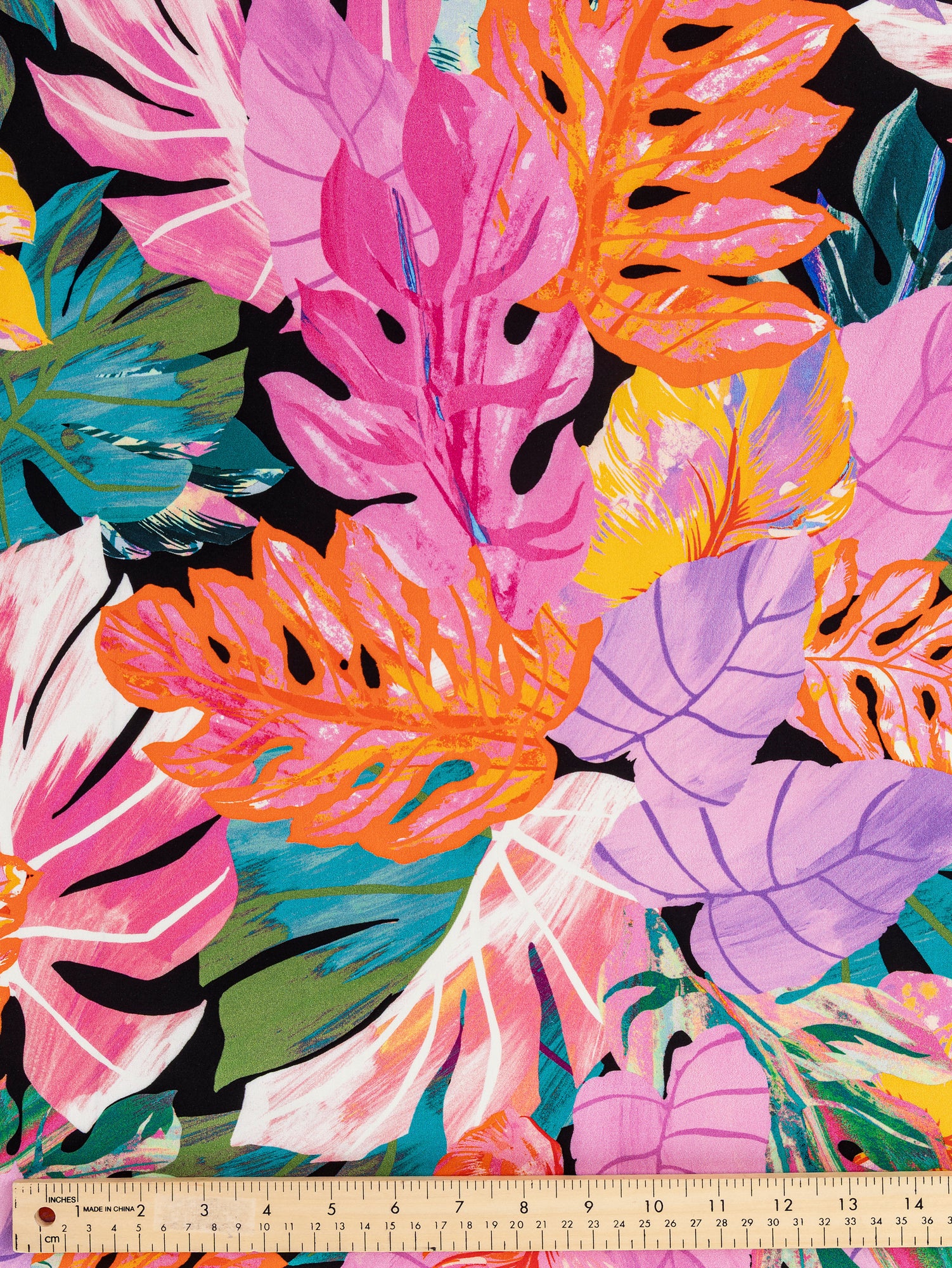 F-VIS249-Jungle-Electric-Print-Ecovero-Viscose-Navy+Electric Blue+Lime+Violet-Core-Fabrics-ruler.JPG