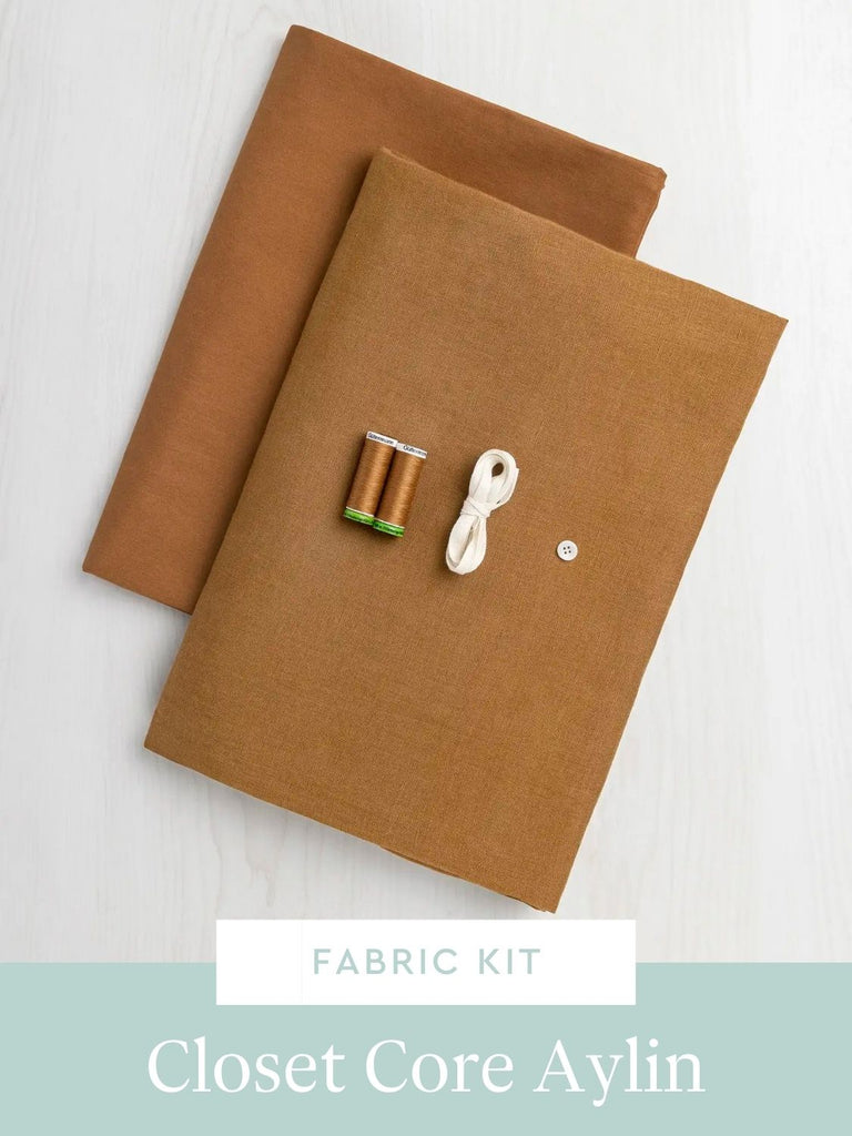 Aylin Wrap Dress & Vest Kit | Caramel Midweight European Linen