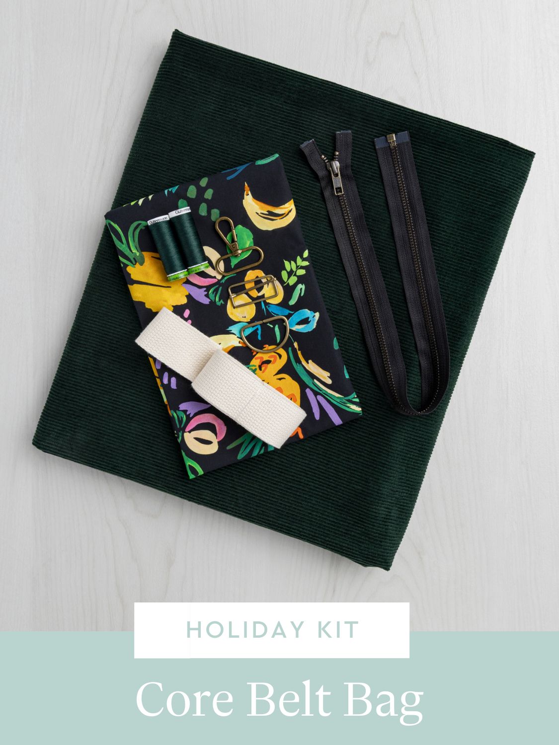 Ensemble sac ceinture Core | Velours côtelé coton bio forêt