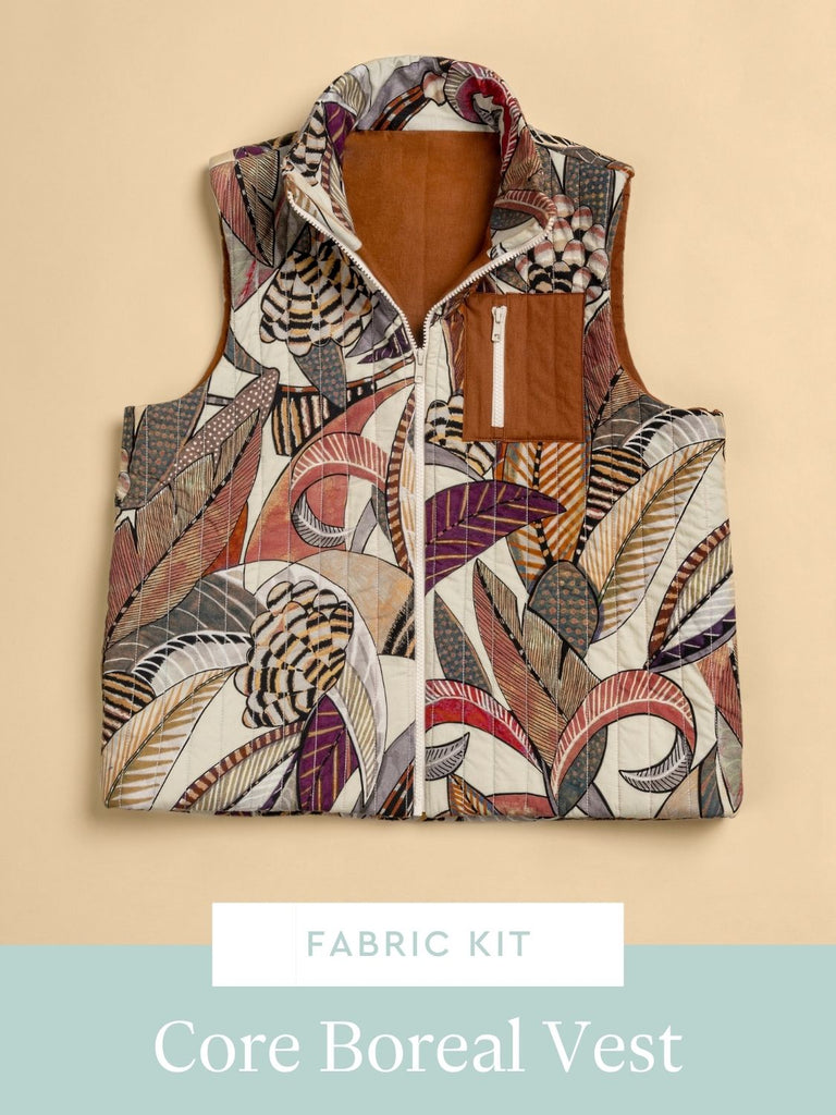 Core Boréal Vest Kit | Tropical Leaf Print BCI Cotton Poplin