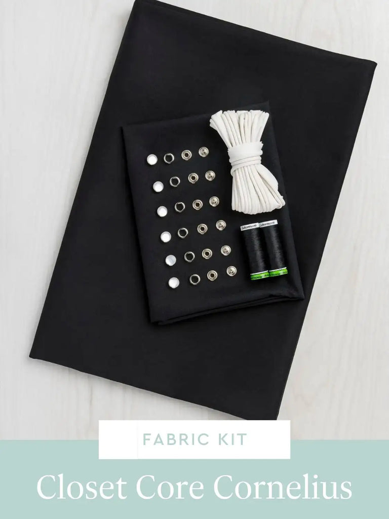 Cornelius Western Shirt Kit | Black Lightweight Silky Poplin